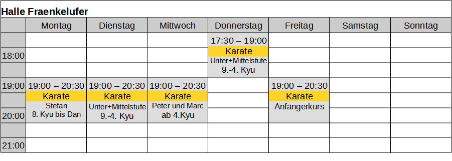 Tung Dojo Karate Termine Halle Fraenkelufer Berlin-Kreuzberg